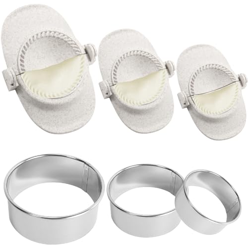 Tyafzzn Ravioli-Dumpling-Maker-Set, Bestehend aus 3 Teigtaschenformen und 3 Teigausstechern (mit den Maßen von 7 cm, 8 cm und 11 cm), Lebensmittelechten Ravioli-Ausstechern