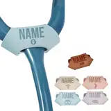 Personalisiertes Stethoskop-Namensschild, Leder Accessoire mit individueller ID-Gravur für Ärzte, Krankenschwestern, Tierärzte, medizinische Assistenten, Geschenke zur Krankenschwesternwoche, Blau
