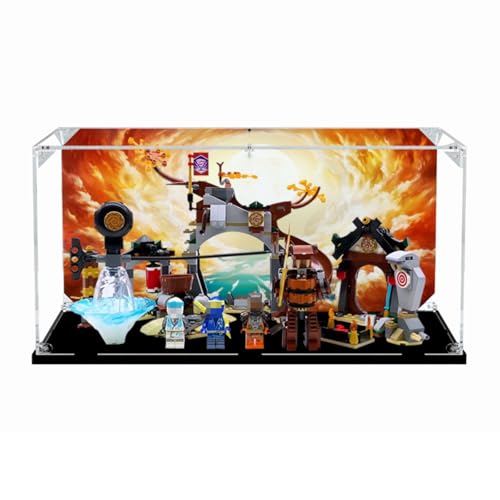 Figuren-Displaybox für LE-GO für 71764 Ninj-ago Nin-ja Trainingszentrum, Acryl, staubdicht, transparent, benutzerdefinierte Vitrine (kein Modell) (schwarz + 3 mm)