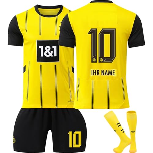 MILEQI Personalisiertes Dortmund BVB Football Trikot Kinder Erwachsene Fussball Trikots & Shorts mit GRATIS Name Nummer Fußball Trikot