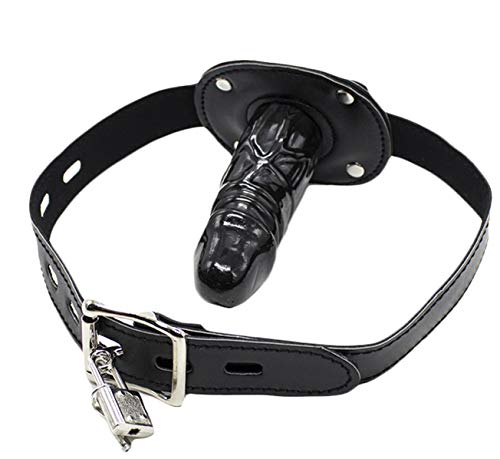 Knebel für Bondage, Bondage Leder Mund Knebel mit Silikon Dildo Penis Mundknebel, Verstellbarer/Abschließbar/Ballknebel Small Ø 3cm,5cm lang