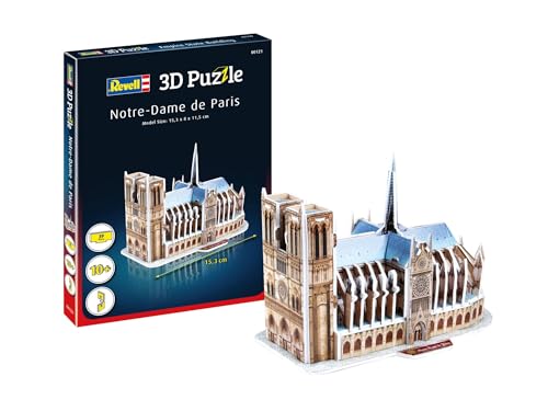 Revell 3D Puzzle Notre-Dame de Paris I Farbiges Modellbau-Set I Detailreiche Nachbildung der berühmten Kathedrale I Bauspaß für Kinder und Erwachsene I Farbiges Modellbau-Set