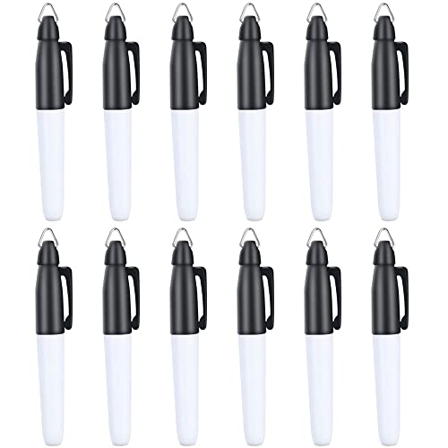 JKJF 12 Stücke Golfball Markierungs Feder Mini Permanent Marker mit Kappenclips Golfball Marker für Schule Büro Schreibwaren Outdoor Aktivitäten - Schwarze