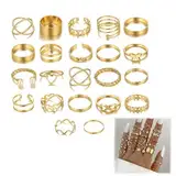 LICHUANUK 22 Stück Boho Gelenk Fingerringe,Stapelbare Midi Ringe Set,Gold Vintage Stapelbarer Ring,Ideal für Geburtstagsfeiern, Abschlussbälle usw