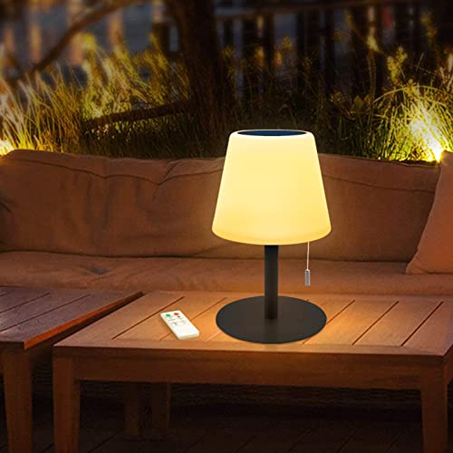 Solar Tischlampe 2in1 Solarladung&USB Aufladung Dimmbaren RGB 7 Farben Outdoor Tischleuchte Kabellos,Outdoor IP44 Wasserdicht Akku Tischlampe for Camping,Wohnzimmer Garten (C-Schwarz)