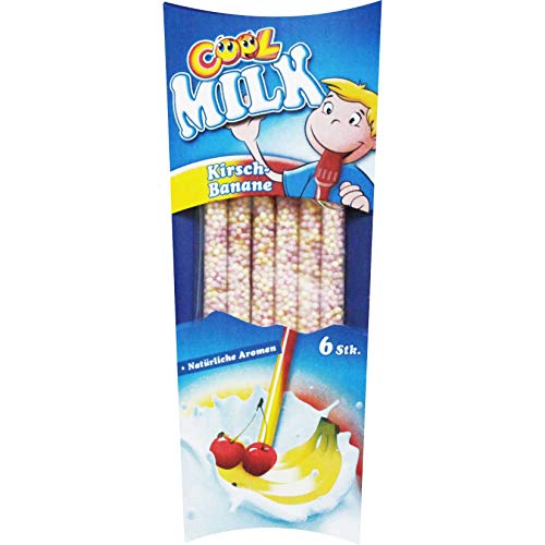 Cool Milk ÖKO Trinkhalme zum Kakaomachen| Kirsch Banane KIBA |1 Packungen mit je 5 kompostierbaren Trinkstrohhalmen (1 x 30 g)