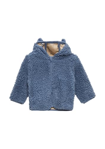 s.Oliver Teddyplüsch-Jacke mit Öhrchen und bedrucktem Futter blau 86