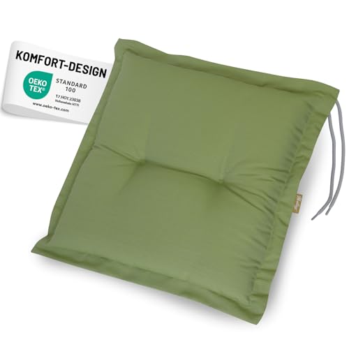 Herlag Hockerauflage AVA 50x50x9cm | Extra Dicke Sitzauflage 9 cm für Fußhocker | Gartenstuhlauflage mit Deluxe-Komfort | Öko Tex 100 | 1 Polster | Grün