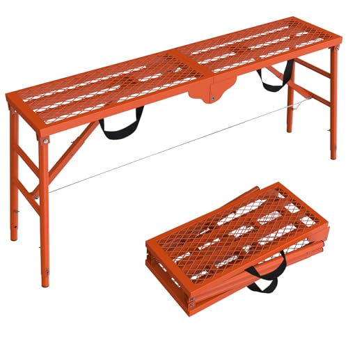 Gerüstbühne, zusammenklappbar, 180 cm (L) x 40 cm (B), verstellbare Höhe, tragbare Arbeitsplattform, Leiter für Heimwerker, Malerei, Flicken, Trockenbau, Autowäsche