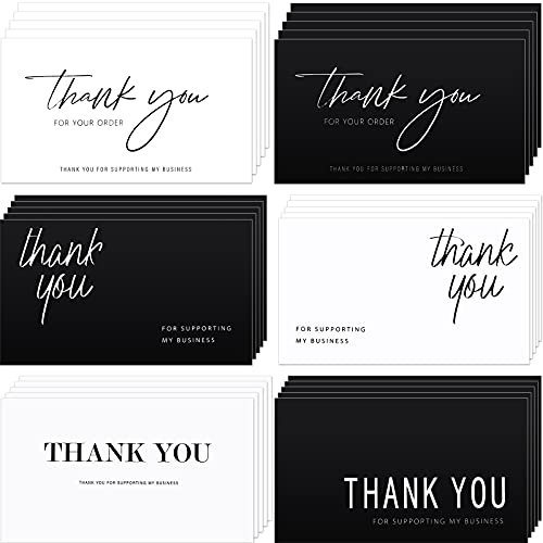 120 Stücke Thank You for Your Order Karten Kunde Danke Grußkarten Thank You for Supporting My Business Karte für Laden Eigentümer Geschäfte Online Händler 3,5 x 2 Zoll, Schwarz und Weiß