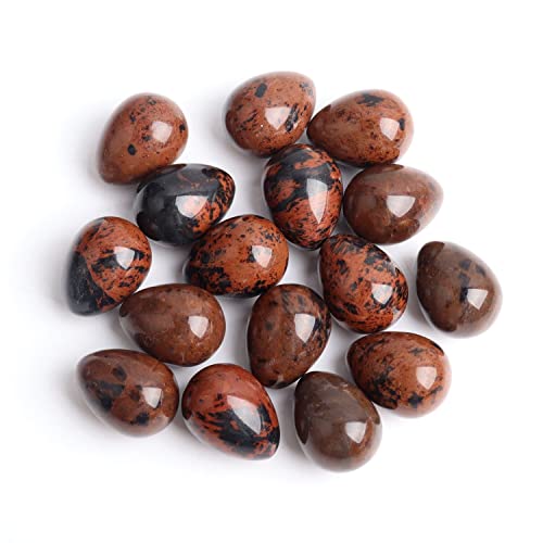 FENRIZ 20 mm natürlicher Ei-Kristall, Massage-Ei-Anhänger, Anhänger, Herstellung, Dekoration, wunderschöner Kristall Haushaltswaren (Color : Mahogany Obsidian, Size : 1pc Egg)