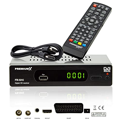 PremiumX Kabelreceiver DVB-C FTA 531C Digital FullHD SCART HDMI USB Mediaplayer, TV-Receiver Kabel-Fernsehen