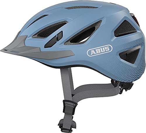 ABUS Stadthelm Urban-I 3.0 - Fahrradhelm mit Rücklicht, Schirm und Magnetverschluss - für Damen und Herren - Hellblau, Größe M