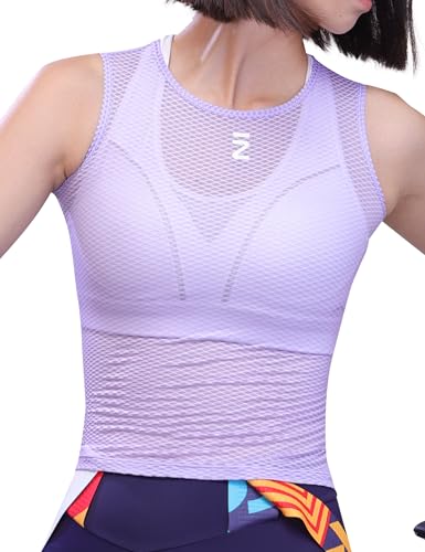 INBIKE Damen Fahrradweste Abnehmen Mesh Ärmellose Weste Leichtes Body Shaping Shirt Schnelltrocknend Atmungsaktiv Reflektierende Tank Tops Sommer Fahrradbekleidung Sporthemden Fahrradtrikot Lila L