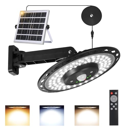 Lixada Solarlampen für Außen,Solar Hängelampe 180LED 4400mAh Battery mit 5M Kabel,IP65 Wasserdicht, Bewegungsmelder,5 Modi,für Innen Außen Garten Camping Hühnerstall Gewächshaus,1 Stk