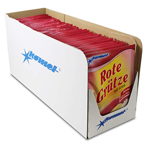 33er Pack Komet Rote Grütze Himbeer (33 x 50 g) für 500 ml Wasser mit Grieß ohne künstliche Farbstoffe