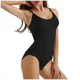 ChMLQX Shapewear Damen Bodysuit,Bodysuit Women Vielseitige Bauchweg,Tank Top Jumpsuit Figurformender Body Shaper mit Verstellbare Träger(XL)