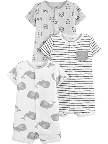 Simple Joys by Carter's Baby Jungen 3-Pack Snap-up Rompers Strampler, Panda/Streifen/Wale, 24 Monate (3er Pack)