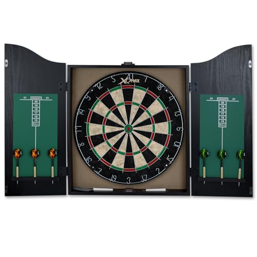 Dartschrank schwarz Holz Dartboard Steeldartscheibe Set Darts Steeldart Dartscheibe im Kabinett…