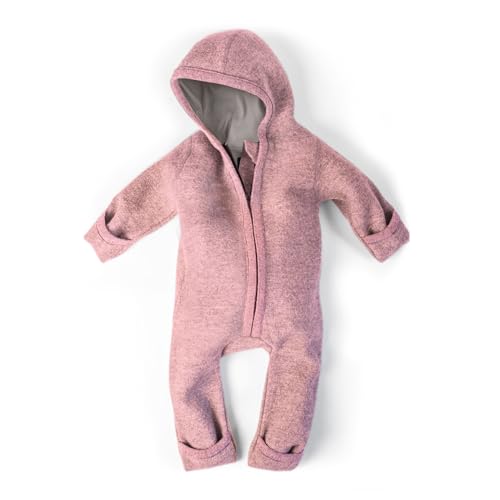 Ehrenkind® WALKOVERALL | Baby Wollwalk-Overalls aus Natur Schurwolle mit Reißverschluss | Walk Wolle Woll-Anzug für Kleinkind und Baby | Altrosa Gr. 74/80