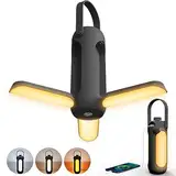 MOJINO LED Campinglampe, 10000 mAh Akku Camping Lampen Aufladbar Akkubetriebene Kabellos Dimmbar mit 3 Leuchtmodi als Notfall Ausrüstung für Zelt Innenräume Outdoor, Schwarz