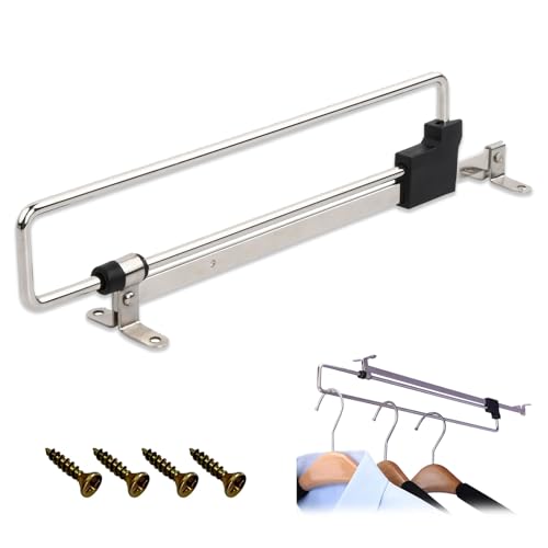 Ausziehbare Kleiderstange, 25 cm Edelstahl Schrankstange, Kleiderstange, Kleiderstange Schrank, Verstellbarer Teleskopschrankrohr für einfache Wahl von Kleidung, Mit Schrauben, Silber