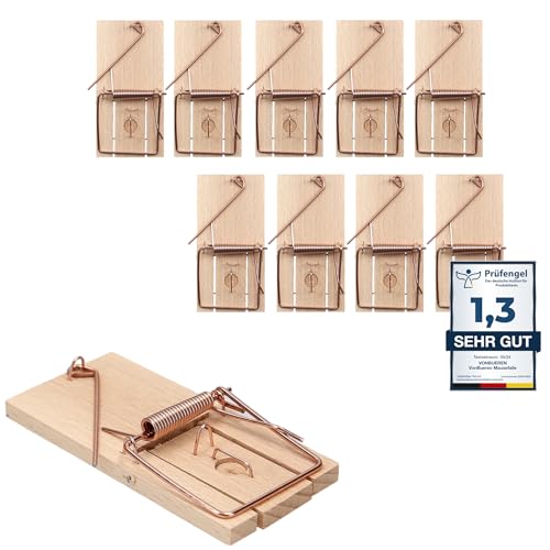 VonBueren 10 x Mausefalle Schlagfalle | Mausefallen aus Holz | giftfreie Mäusefalle | Mouse Trap | Made in Germany