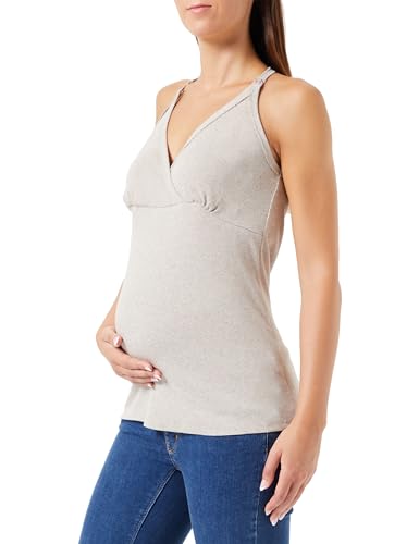 Noppies Maternity Damen Maja Nursing Rib Pyjama top Nachthemd, Taupe Melange-P757, M/L