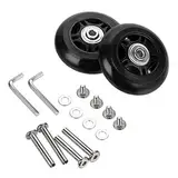 SUMNACON 70 x 24 mm Gepäckkoffer-Ersatzräder Lager-Reparatur-Set für Gepäck-Kits 2er-Set Koffer Räder aus Metall Gummi Schwarz Kofferrollen für Trolley Gepäckkoffer Räder Gummikoffer Räder Set