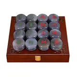 Strategiespiel for 2 Spieler, chinesisches Schach, traditionelles Xiangqi, tragbares Reisebrettspielset mit Achatstück(Gray)