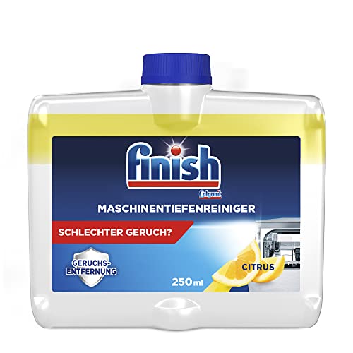 Finish Maschinentiefenreiniger Citrus – Flüssiger Maschinenreiniger gegen Kalk und Fett für eine saubere Spülmaschine – Sparpack mit 1 x 250 ml Maschinenpfleger mit Zitronenduft