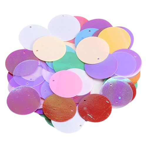 50g Holografische Große Runde PVC Pailletten mit Loch Basteln Pailletten Zum Nähen Pailletten Regenbogen Cup Pailletten für Schmuck DIY Kunsthandwerk Verzierung Edelsteine Applikationen (25mm)