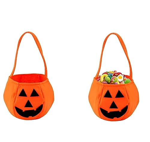 Halloween Kürbis Candy Bag, 2 Stück Halloween Kürbis Tragetaschen, Trick or Treat Taschen Halloween Süßigkeit Taschen, für Halloween Party Decor Geschenktüten