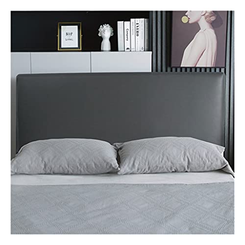 Bettkopfteil Husse Bezug Staubdichte Dehnbare Kopfteilbezug Verdicken Elastische Einfarbig PU Einfarbig RüCkenstüTzkissen (Color : Grey, Size : 180cm)