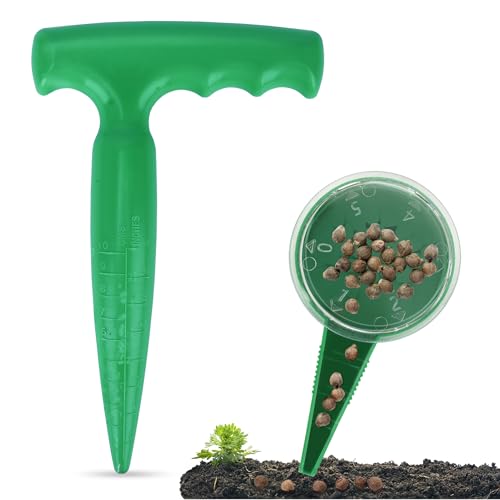 Milifox Blumenzwiebelpflanzer,Zwiebelpflanzer,Garten Saatgut Dibber Werkzeug für Gartenarbeit,Hand Pflanzhilfen für das Pflanzen von Samen und Zwiebeln,Pikierstab für Gartenliebhaber(Grün)