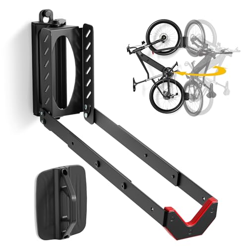 monTEK Schwenkbare Fahrrad Wandhalterung, Fahrradhalterung Wand ohne schweres Heben, platzsparender Fahrradständer für die Garage, einfaches Einhängen und Aushängen, kann bis zu 35 kg halten