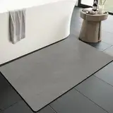 KAZOLEN rutschfeste Badematte Super Absorbierende Badezimmerteppich: dünn 40 x 60 cm Waschbar schnelltrocknende Badvorleger Duschvorleger für Dusche, Badewannen und Badezimmer, Toilette, grau