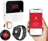 ChunHee WiFi Notrufknopf für Senioren Notfallarmband Emergency Alert System für Senioren Patienten Behinderte Ältere 1 Notrufknopf 1 Notruf Armband 1 Receiver(unterstützt nur 2.4GHz Wi-Fi)