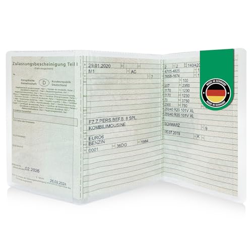 Falkenhorn® Fahrzeugscheinhülle – Kfz-Scheinhülle Transparent – 3-Teilige Schutzhülle für Fahrzeugschein – 1er Pack - Kristallklar & Dokumentenecht – Passgenau & Made in Germany