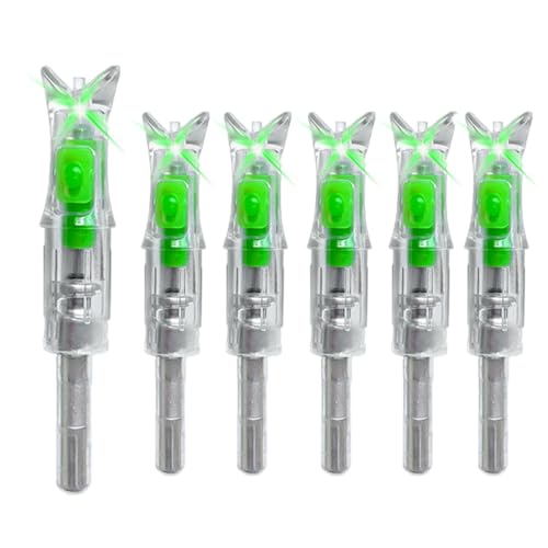 LightingU 6 LED-beleuchtete Nocken für Pfeil-Bogenschießen, Jagd mit 0,300/7,62 mm Innendurchmesser (6 Stück, grün)