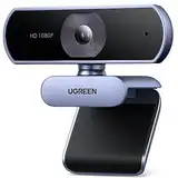 UGREEN Webcam Full HD 1080P/30fps USB A Webcam mit Mikrofon für PC, klares Stereo-Audio, automatische Lichtkorrektur, 85° Ansicht, USB Webcam für Live Streaming, Videoanrufe, Konferenzen