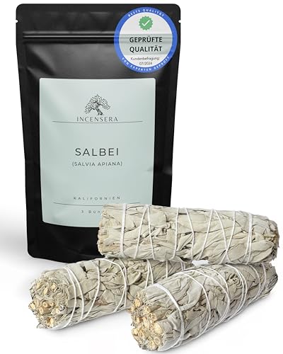 Weißer Salbei Räuchern, 3 Stück Räucherbündel, Weisser Salbei Räuchern, Sage Smudge Stick, White Sage, Salbei Getrocknet, Weißer Salbei Zum Räuchern