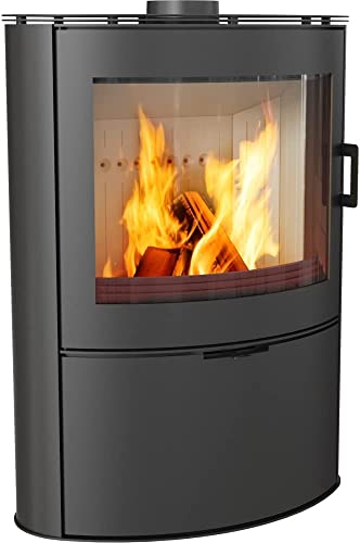 KRATKI Stahlofen AB-2 | 10 kW | RRØ 150 mm | Holzofen 105,2 x 76,1 x 46 cm | Stahlofen mit Verglasung | Erfüllt die Norme BImSchV Stufe 2, 15a B-VG | Kaminofen ideal für Jede Wohnung & Zuhause