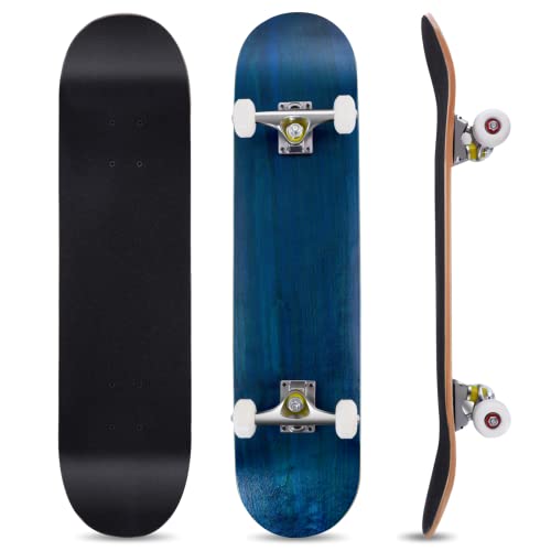 COSTWAY 80 x 20 cm Skateboard für Anfänger, Komplette Cruiser mit ABEC-7 Kugellager, 7-Lagiger Longboard Ahornholz (Blau)