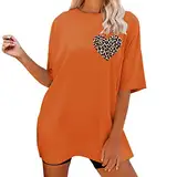 Longshirt Damen - Blusenshirt Damen Kurzarm Longbluse Damen Elegant Kurzarm Damen Sommer Oberteile Locker T-Shirt Damen Oversize Sommer Tshirt Damen Lang