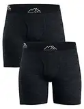 Merino.tech Unterwäsche Herren - 100% Merino Boxershorts Herren Wolle, Atmungsaktiv Und Feuchtigkeitsableitend (Medium, 2er-Pack – 170 meliertes Schwarz)