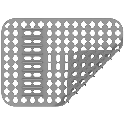 Silikonspüle Protektor Hitzeresistente Sink Liner Matte Anti-Schlupf-Spülbecken Matten Großer Waschbecken Abflussmatte wiederverwendbar BOBASH(40x29cm,grau)