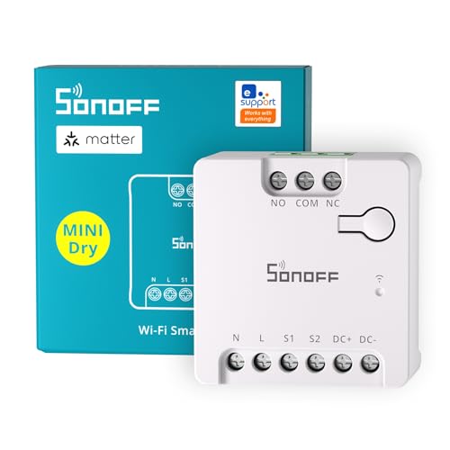 SONOFF MINI-D Smart Switch | 2.4G WiFi | 8W Trockenkontakt | Matter-Protokoll kompatibel mit Alexa, Google Home, Home Assistant | Geeignet für Garagentore, Heizkessel, Zugangssysteme und mehr.
