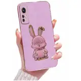 Miagon Kaninchen Ständer Hülle für Xiaomi Redmi Note 12S,Cute Mädchen Dünn Galvanisierte Schutzhülle Weiches Case Bumper mit Hase Skalierbar Halter Kickständer