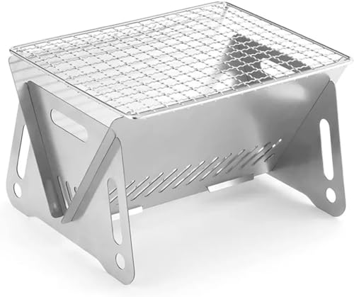 Mini Grill, Camping Grill Klappgrill, Holzkohlegrill Picknickgrill Edelstahl Portable Campinggrill Abnehmbare BBQ Grills für Outdoor Garten Party Picknick für 1-2 Personen(28 * 18 * 13cm)